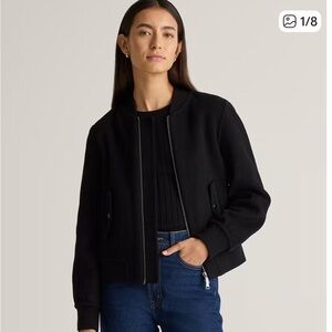 Quince Double Faced 100% Wool Bomber Jacket Full Zip Quiet Luxury Classy M